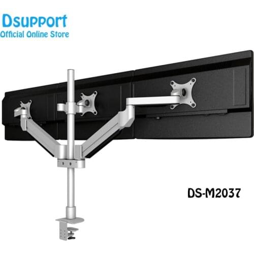 Desktop Triple Monitor Holder Support Aluminum Full Motion Triple Monitor Arm Loading 16kgs with 70cm Stand Pole M2037