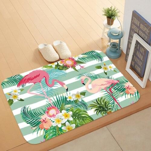 Anti Slip Doormat for Entrance Door Pink Flamingo Mats Rectangular Light Thin Flannel Home Decor Kitchen Bathroom Non-slip Mat