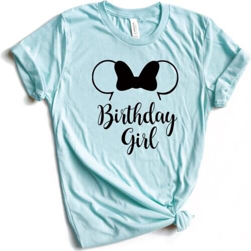 New Arrival Cute Birthday Girl Shirt Minnie Ear T-Shirt Girls Birthday Party Shirts Hipster Top