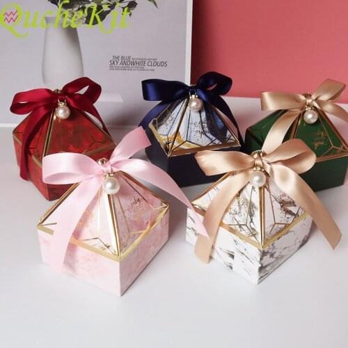 Gem Tower Bronzing Candy Box Wedding Gift Packaging Box Only For You Chocolate Candy Paper Gift Box For Baby Shower Event Party