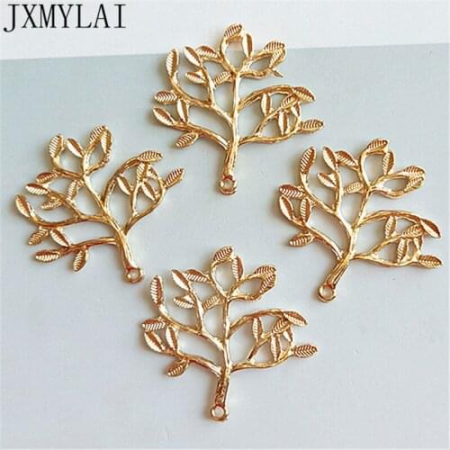 10 PCS 3.5cm Fashion Metal Alloy KC Gold Branch Pendant Connectors Charm For Jewelry Making