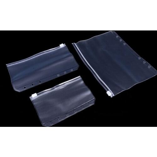 A5/A6/A7 Zippered Notebook Pouch Transparent PVC Storage Bag Organizer Bag Receipt Pouch Binder Bag With 6 Holes Wholesale New
