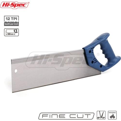 Hi-Spec 360mm 14" Hand Saw Woodworking 65Mn Hacksaw Bi-Material Backsaw Reinforced Steel Handsaw for Wood Plastic PVC SA001