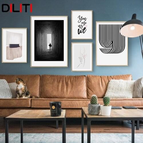 Nordic Abstract Line Drawinting Canvas Posters Black White Figures Wall Art Picture for Living Room Painting Print Home Decor