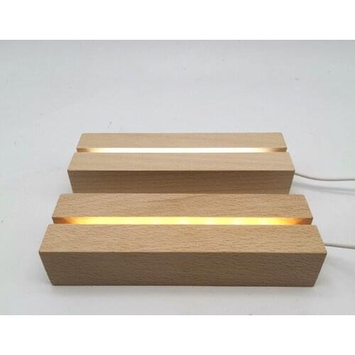 Resin Art Rectangle LED Lights Display Base Crystal Wooden Lighted Base Stand K3ND