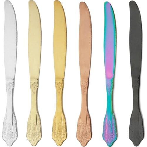 4/6-Piece Dinner Knife Dinnerware Set 304 Stainless Steel Knife Set Luxury Vintage Flatware Western Color 4-Piece Table Knife