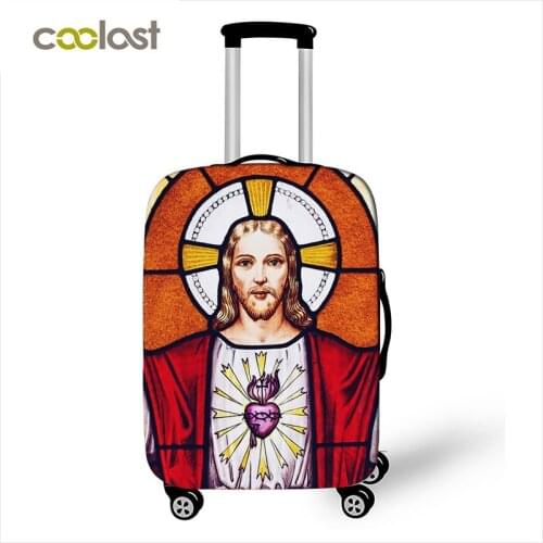 Vintage religious Jesus Colorful Luggage Protective Cover Travel Accessories Elastic Suitcase Covers Anti-dust Cover For 18"-32"