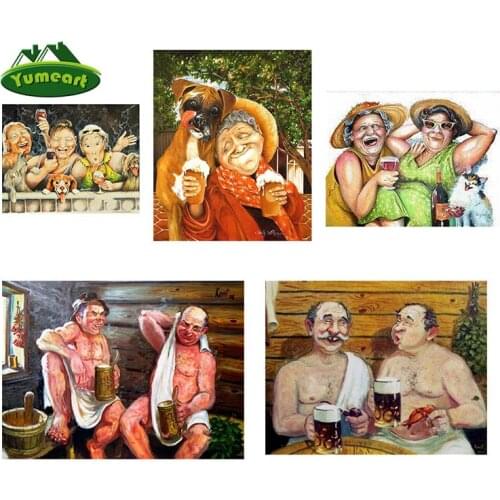 YUMEART Diamond embroidery Old Couples Beer diy diamond painting Pictures rhinestones Mosaic diamond full compilation Wall Decal