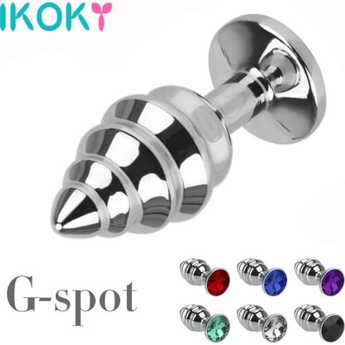 Jewelry Stainless Steel Butt Plug Spiral Stimulation Massager Metal SM Products Thread Anal Plug
