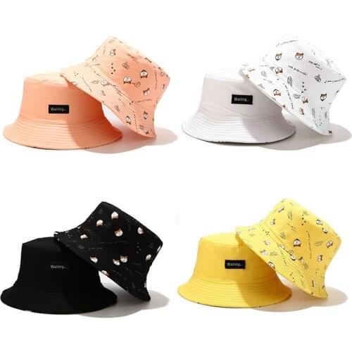 Bucket Hat Men Women Hip Hop Fisherman Hat Casual Sun Cap Fishing Cap Unisex Cartoon Basin Hats Panama Outdoor Satin Beach Caps