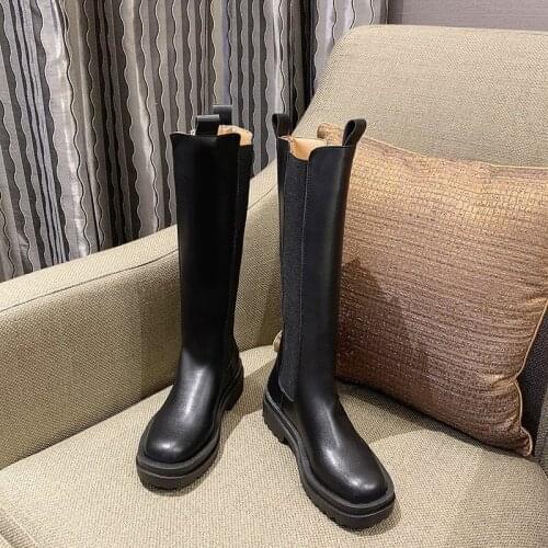 Luxury Designer Pu Leather Knee High Boots Women Retro Punk Height Increasing Long Boots Lace Up Woman Chunky Platform Botas