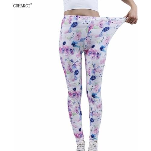 CUHAKCI Leggings For Fitness Women High Waist Soft Sport Leggings Push Up Woman Tights White Pink Floral Print Feamle Yuga Pants