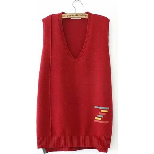 Knitted V-neck patchwork women loose Vest sweaters 2020 new plus size spring autumn casual ladies pullovers tops female oversize