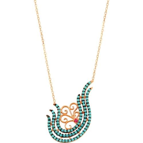 Women Necklace Silver Necklace Art Design Bohemian Necklace 925 Sterling Silver Turquoise Flower Statement New Boho Art Design