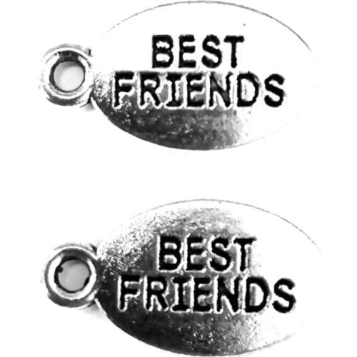 50pcs Suit tiles best friend charms pendant 19x10mm antique silver ornament accessories jewelry making DIY base material
