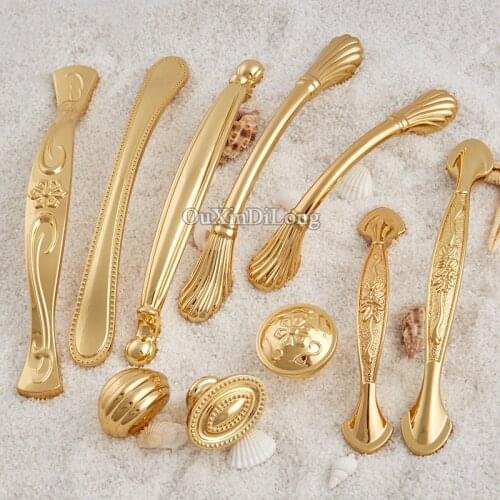 10PCS European Gold Kitchen Door Furniture Handles Cupboard Wardrobe Drawer Wine Cabinet Pulls Handles and Knobs