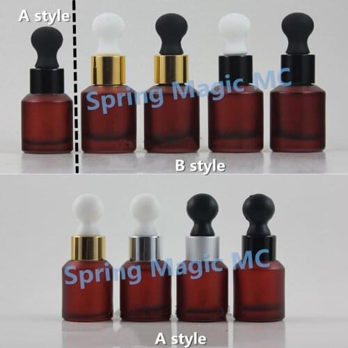 100PCS 2 style 15ml Rose Red Frosted Dropper Bottle,cosmetic container,Serum/Essentical Oil Bottle With White/Black large bulbs