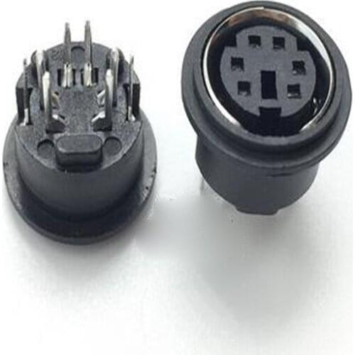 100Pcs/Lot S Terminal Jack/Socket Female connector PS2 PS2-6P 6Pin 6P Round DIP