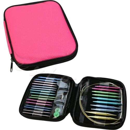 13Pairs Aluminum Change Head Circular Knitting Needle Ring Set Tools