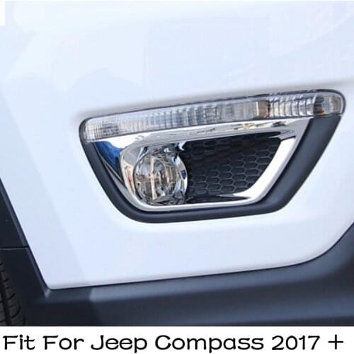 Lapetus Front Fog Lights Lamp Frame Molding Cover Trim 2 Pcs Accessories Exterior Fit For Jeep Compass 2017 2018 2019 2020 / ABS