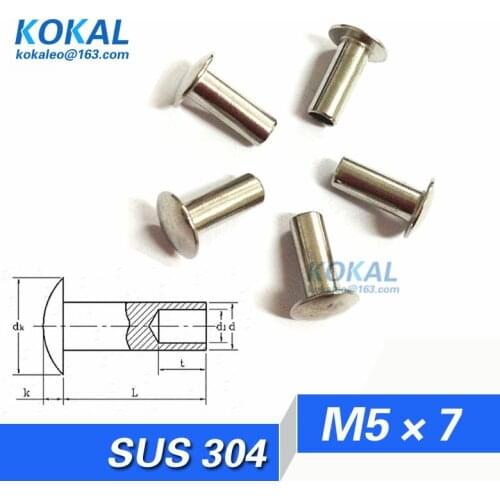 [304-M5*7]100PCS Free Shipping DIY minisize oval head tubular rivet M5*7mm stainless steel rivet
