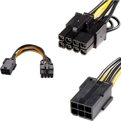 Pcie 6Pin To 8Pin Adapter, PCI-E 6-Pin Male To 8-Pin Female Converter For PCI Express 8Pin Powered GPU Video Card