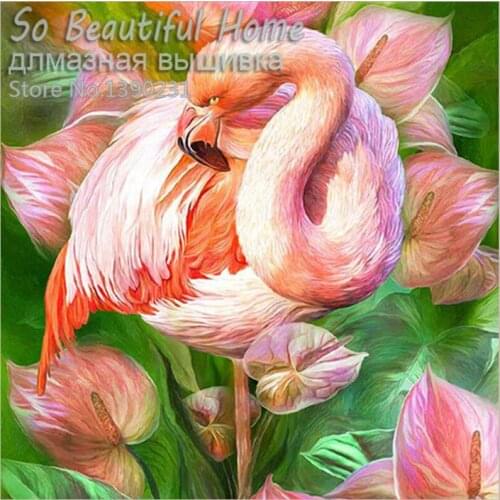 Pink flower and bird full diamond embroidery painting diy cross stitch for rhinestone mosaic needlework arts SF6174