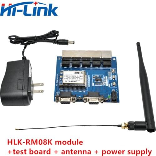 Free Shipping HLK-RM08K serial WIFI module/ four- ethernet port two-serial port UART to WIFI module MT7688K development board
