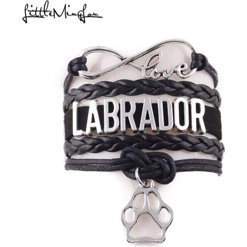 Little MingLou Infinity love LABRADOR bracelet dog pet paw charm leather wrap men bracelets & bangles for women gift jewelry