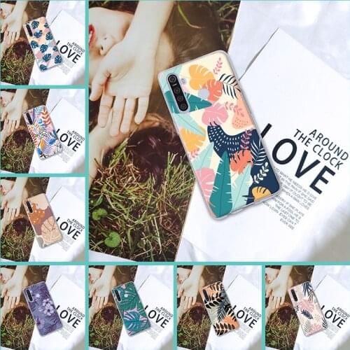 For Oppo Realme 5 6 X50 X2 Pro Phone Case Flower Leaf Fashion Soft Back Cover For Realme C3 X3 Xt C11 6i X Silicone Transparent