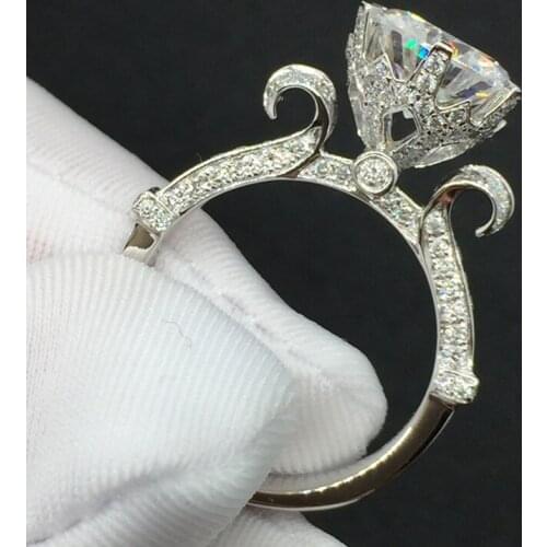 Choucong Wieck Luxury Jewelry 925 Sterling Silver 3Ct AAA CZ Simulated stones Crown Wedding Band Rings Gift For Women Size 4-10