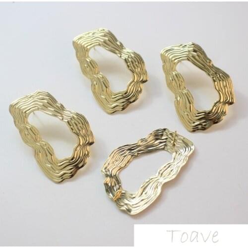 Color-protected copper plated 18K real gold large exaggerated retro steel needle ear nail diy material accessories