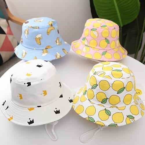 Childrens hats spring and summer Korean cartoon fruit cute pot hats boys and girls super cute western fisherman hats