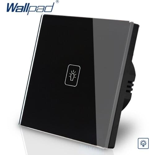 EU 1 Gang Dimmer Switch European Standard 86 Wallpad Black Glass 1 Gang Dimmerable Touch Screen Wall Light Switch Free Shipping