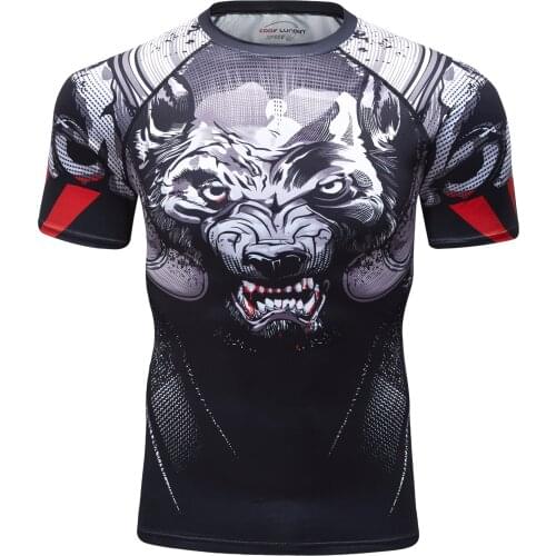 COLD LUNDIN Men Short Sleeve Rash Guard T-Shirt Quick Dry Shirt Top Anti- UV Sport tee Muay Thai Sport wear