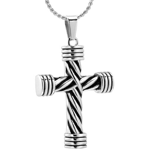 K10017 Religious Cross Cremation Jewelry for Ashes Pendant Stainless Steel Urns Keepsake Memorial Funeral Necklace for Men/Women