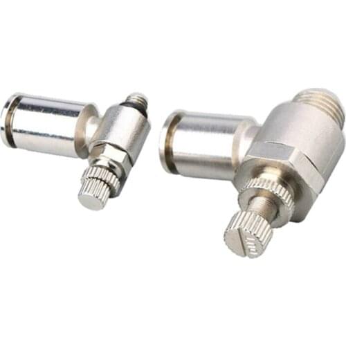 Brass Nickel Plated Pneumatic Air Push In Fitting Speed Control Valve 4 mm 6mm 8mm 10mm 12mm OD * M5 1/8" 1/4" 3/8" 1/2" BSP