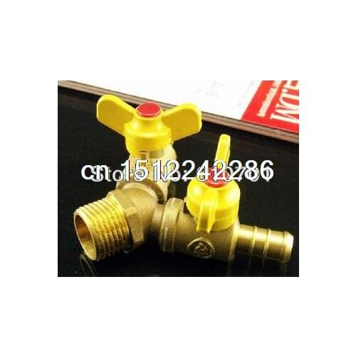 Connection brass tee gas ball valve plumbing y-type 1/2 "male thread bspt x 10mm hose tail butterfly handle water double forks