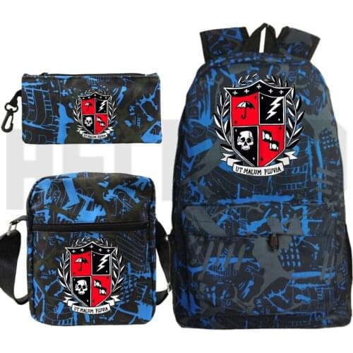 The Umbrella Academy Backpack Men 3 PCS/set Sac A Dos Mochila Anime Plecak Black Zipper Bag Pack Shoulder Bookbag Pencil Box