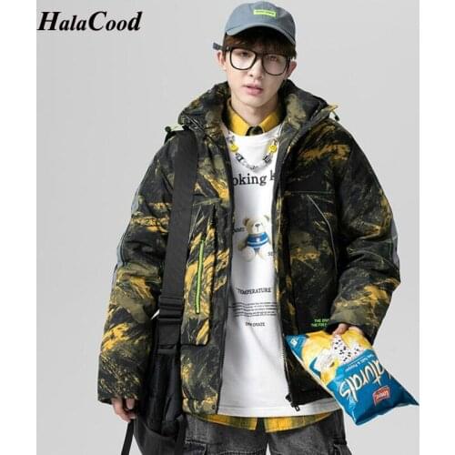 HALACOOD Brand New Autumn Winter Mid Down Jacket Men Thick Warm Down Coat Casual Army Green Camouflage Medium Parka Male Clothes