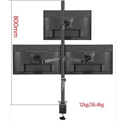T902-K3 Desktop Clamping Full Motion 360 degree Dual Monitor Holder 10"-27"clamp base Monitor Mount Arm Loading 10kgs PC stand
