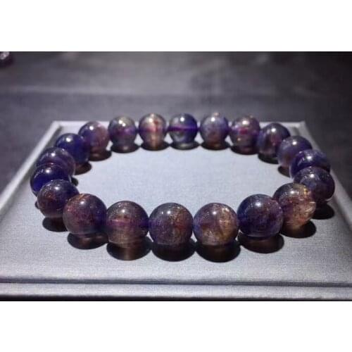 9.5mm Genuine Natural Blood Red Dichroite Cordierite Iolite Bracelet Star Light Women Men Iolite Round Beads Genuine AAAAAA