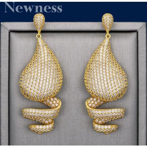 Newness Luxury Special Shape Solid Full Cubic Zirconia Pave Fashion Earrings For Woman Ladies Wedding Engagement Jewelry