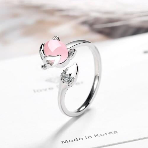 New hot sale fox ring adjustable size open ring cute animal jewelry fox jewelry wholesale