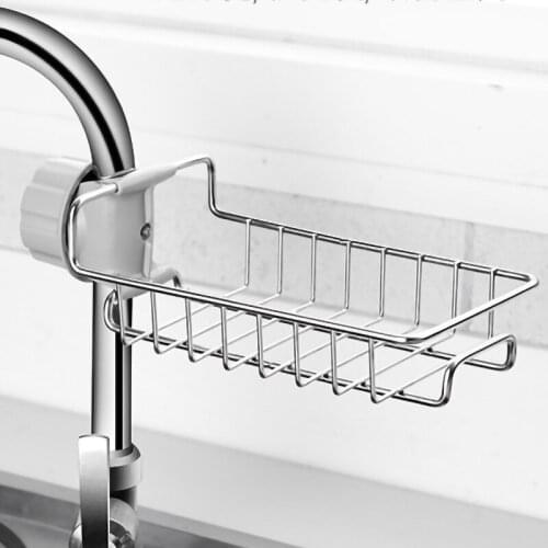 Kitchen Stainless Steel Sink Organizer Faucet Sink Holder Shelf Soap Sponge Drain Basket Rack Bathroom Storage Hanging Rack