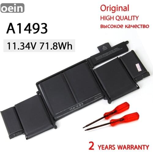 Oein Genuine A1493 Battery For Apple Macbook Pro 13" Inch A1502 Late 2013 Mid 2014 Version ME864LL/A ME866LL/A 6330mAh 11.34V