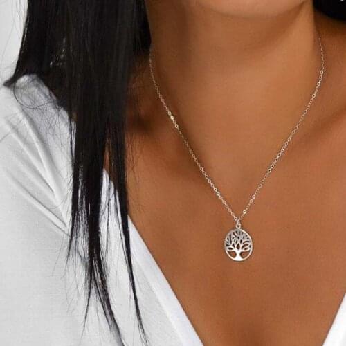 Tree of Life Necklace for Women Fashion Vintage Gold Silver Color Life Tree Choker Necklaces Boho Pendant Necklace Jewelry