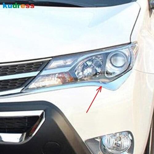 For Toyota RAV4 RAV 4 2013 2014 2015 ABS Chrome Front Headlight Eyebrow Cover Trim Head Light Eyelid Strip Trims Car Accessories