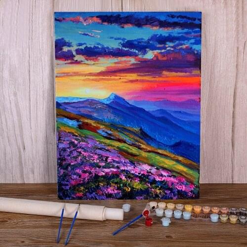 Landscape Evening Montenegro Painting By Numbers Set Acrylic Paints 40*50 Paiting By Numbers Home Decor For Handicraft