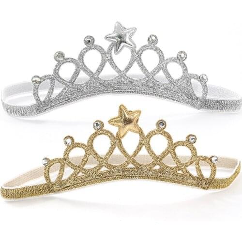 Photography Prop Baby Girls Cute Princess Hair Accessories Cotton Cloth Crown Hair Band Newly Fashion Golden White